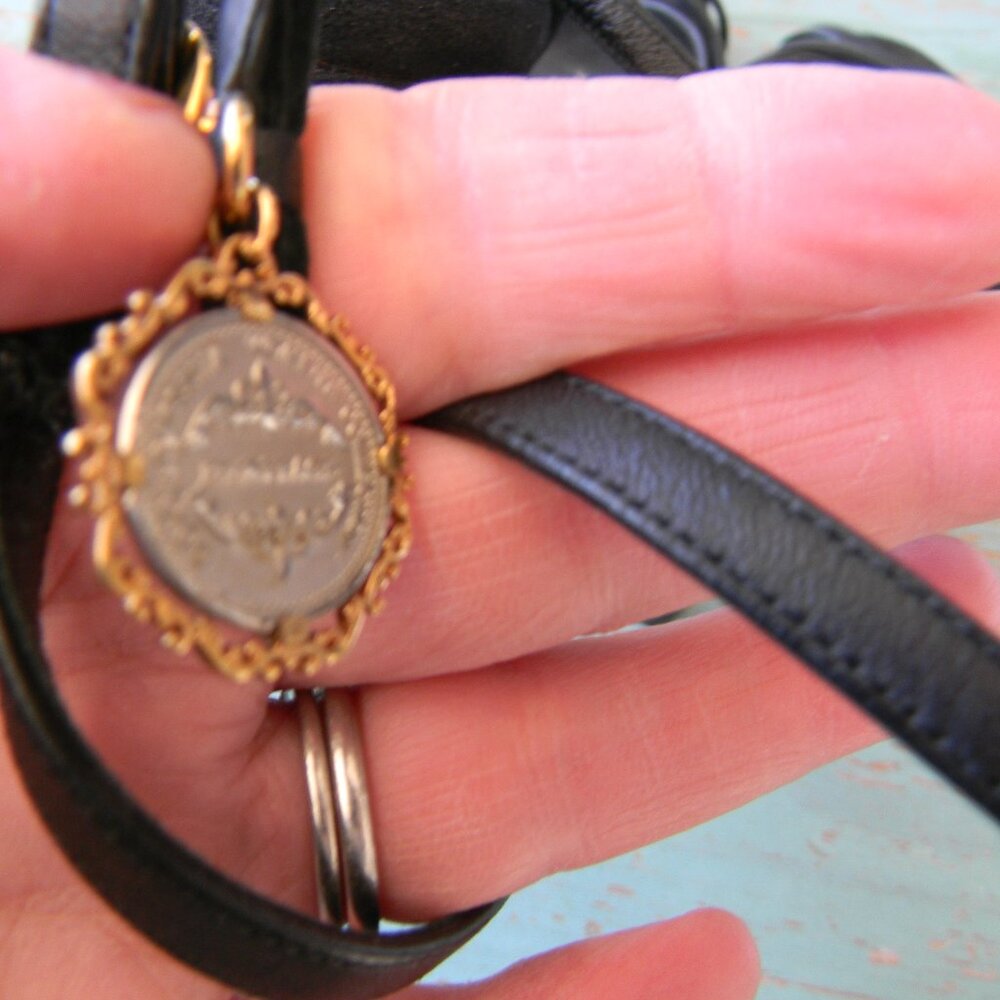 Dolce & Gabbana Black Strappy Leather High Heel Sandals with Gold Accent - Picture 7 of 9